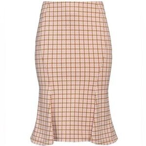 Marni Pink and Brown Checkered Pencil Skirt Plaid Luxury Flannel